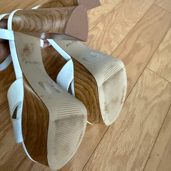 Aldo sz 6 white chunky cottagecore boho platform heels - Picture 6 of 7